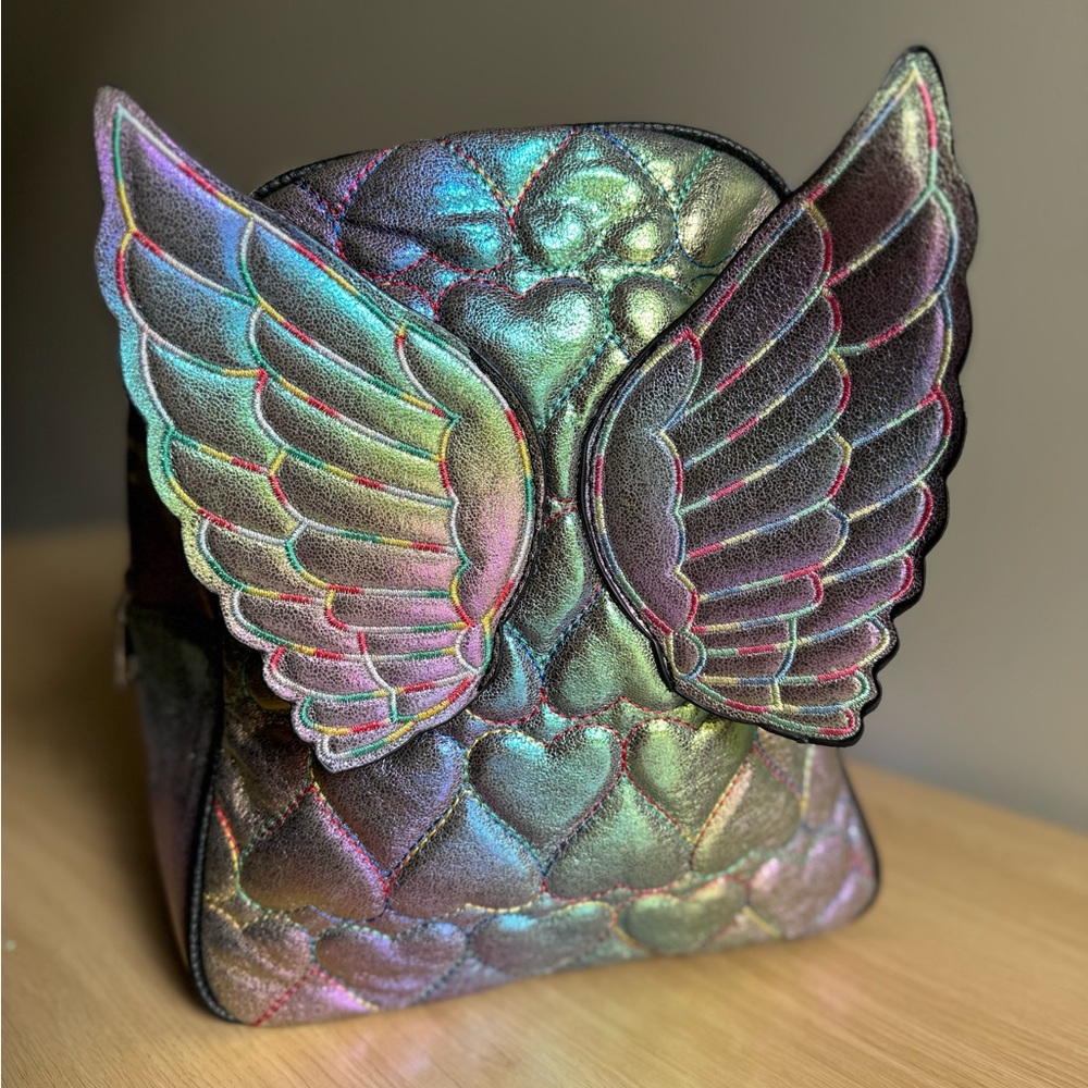 Iridescent Winged Backpack with heart Design